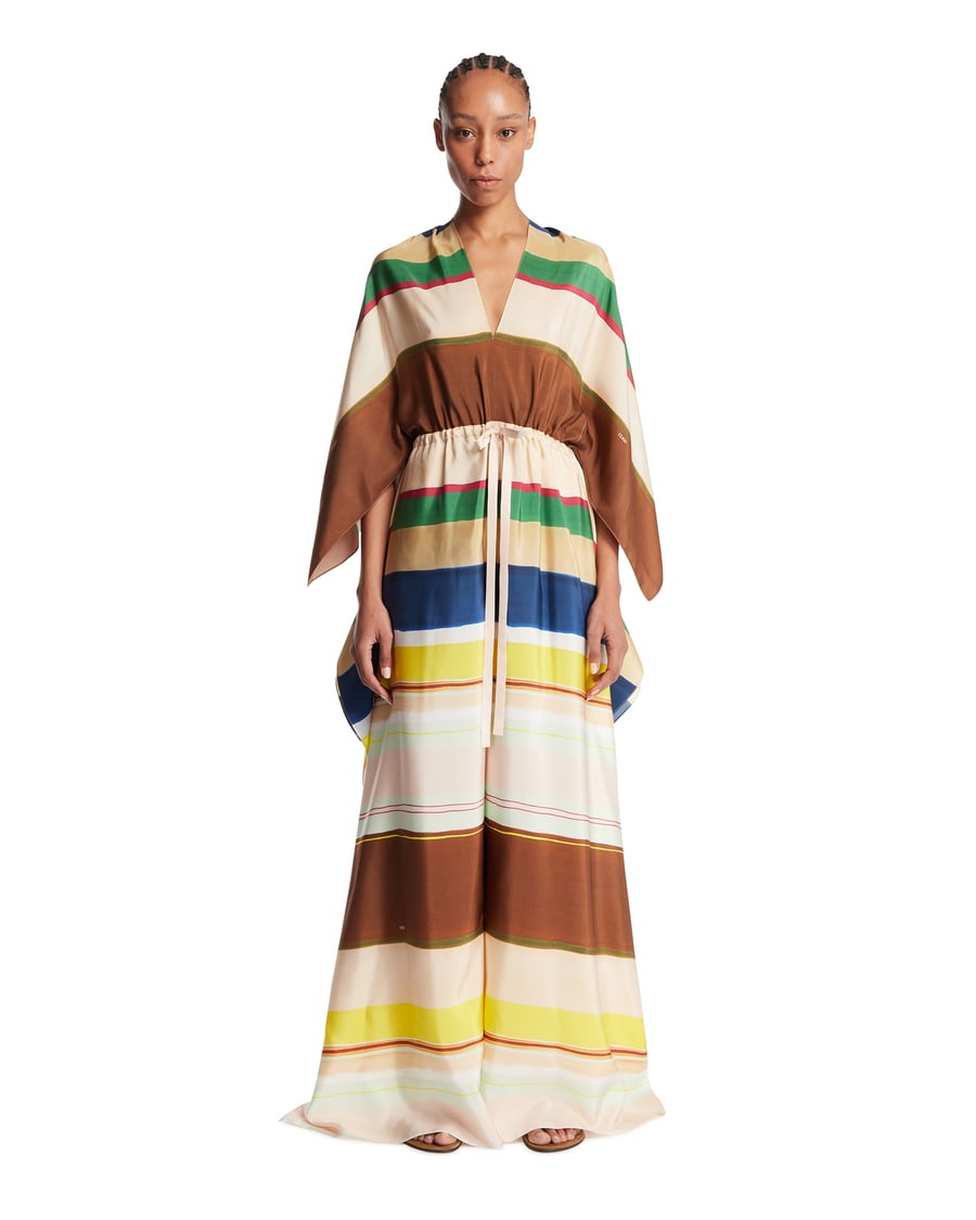 Fendi Tuta In Seta A Righe Multicolor