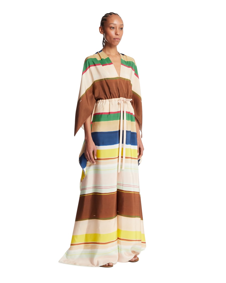 Fendi Tuta In Seta A Righe Multicolor, view 2