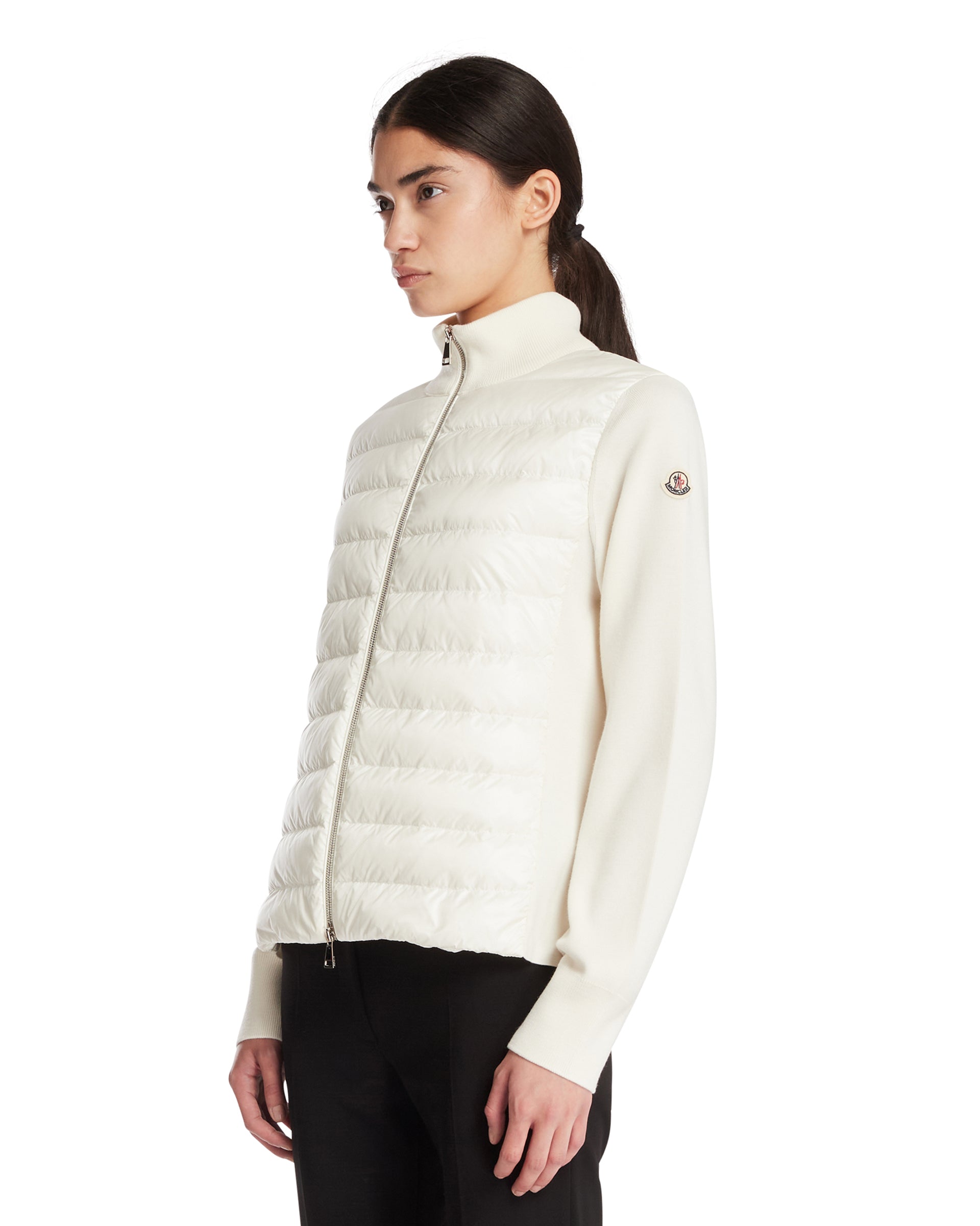 Moncler Cardigan Con Imbottitura E Lana Bianco, view 2