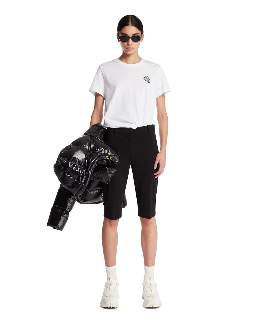 Moncler T-shirt In Cotone Con Patch Bianca, view 3