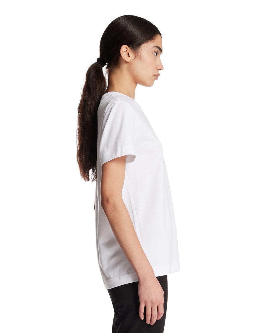 Moncler T-shirt In Cotone Con Patch Bianca, view 4