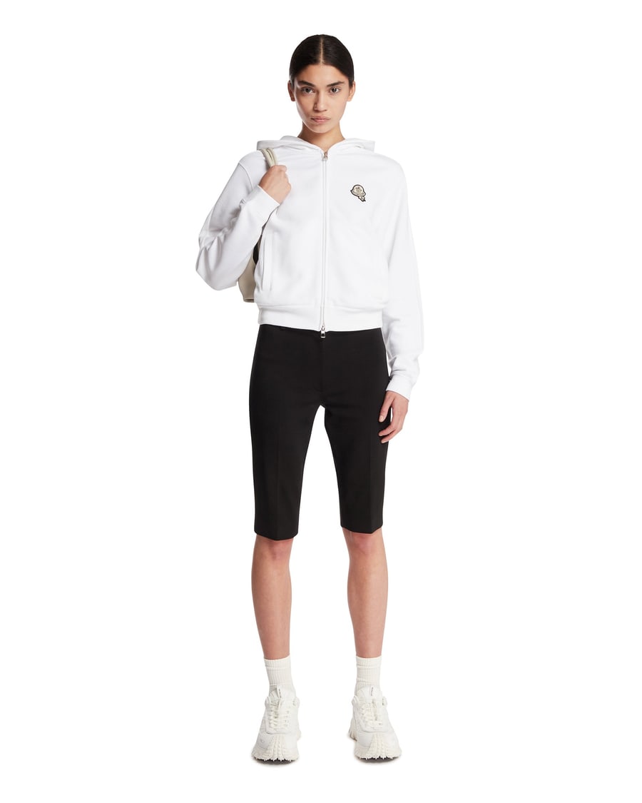 Moncler Felpa In Cotone Con Patch Bianca, view 3