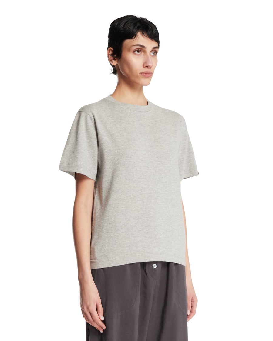 EXTREME CASHMERE T-Shirt Basic In Cotone E Cashmere Grigia, view 2