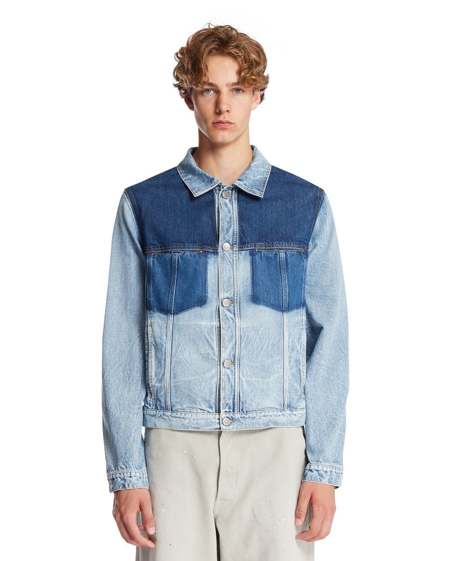 Maison Margiela Giacca In Denim Effeto Patchwork Blu