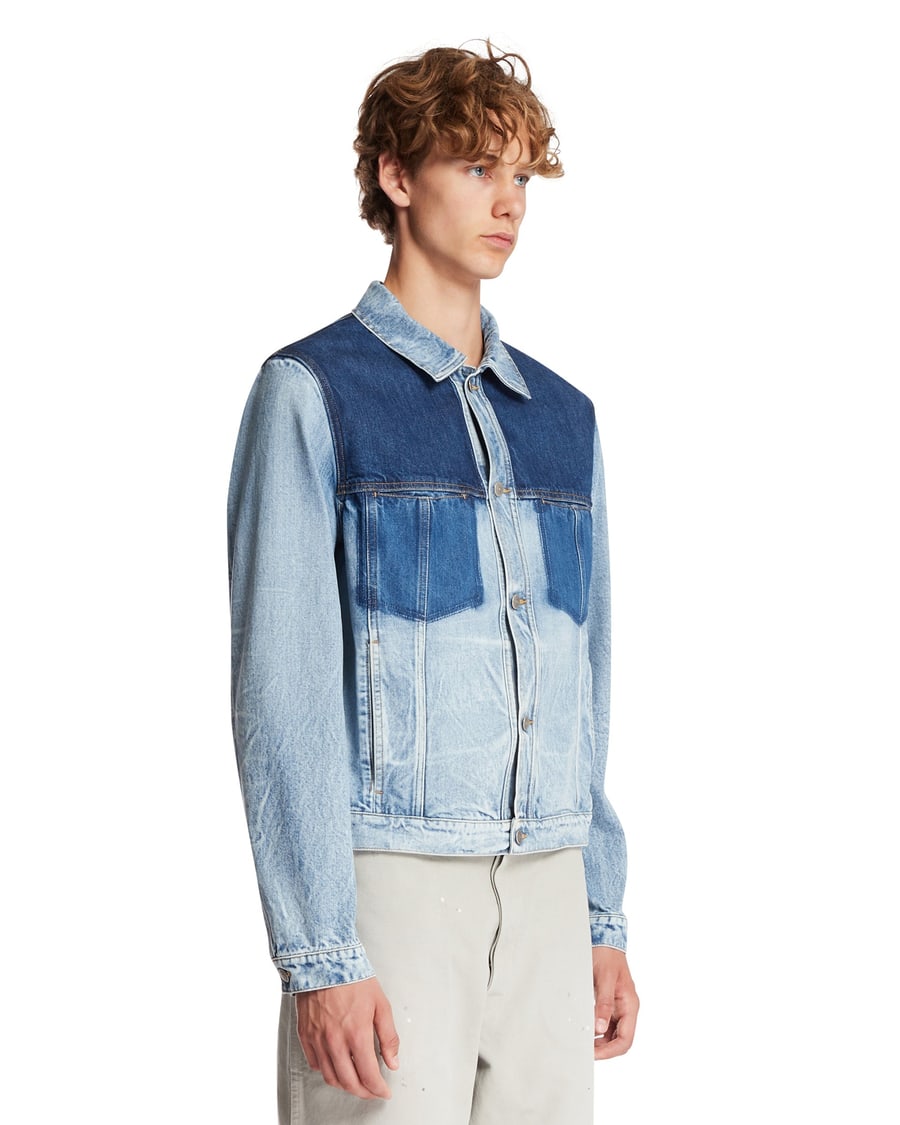 Maison Margiela Giacca In Denim Effeto Patchwork Blu, view 2