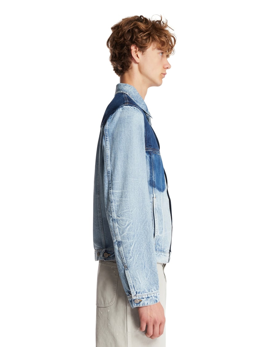Maison Margiela Giacca In Denim Effeto Patchwork Blu, view 4