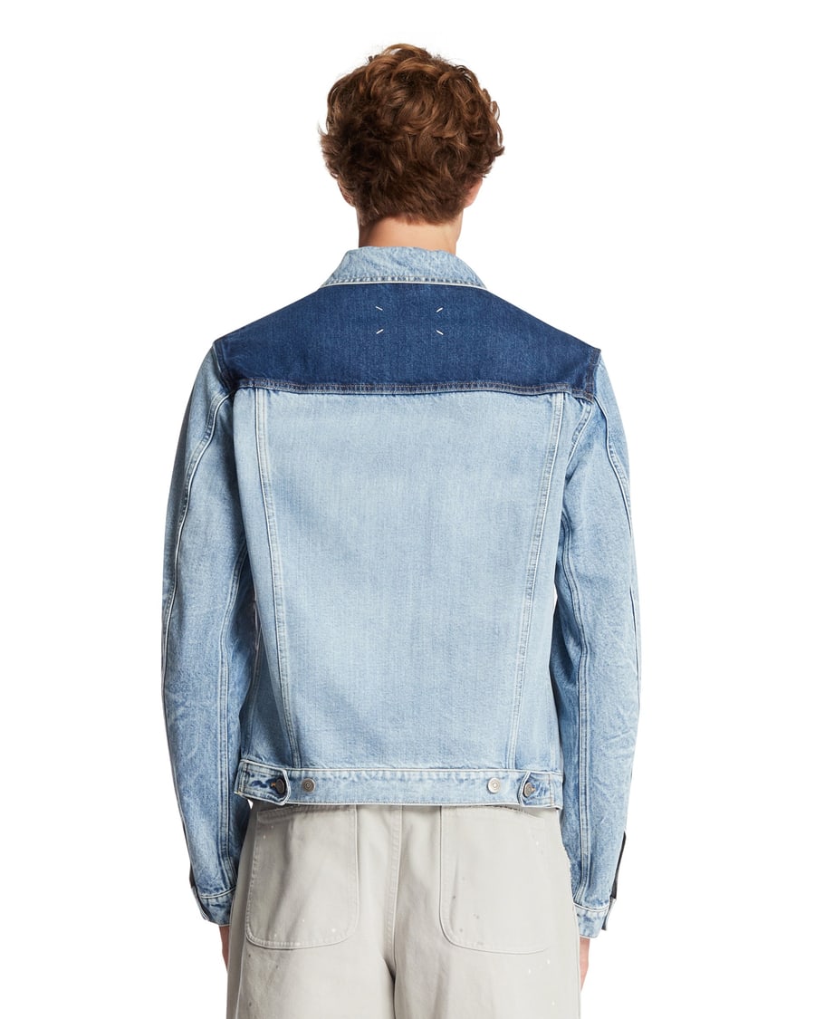 Maison Margiela Giacca In Denim Effeto Patchwork Blu, view 5