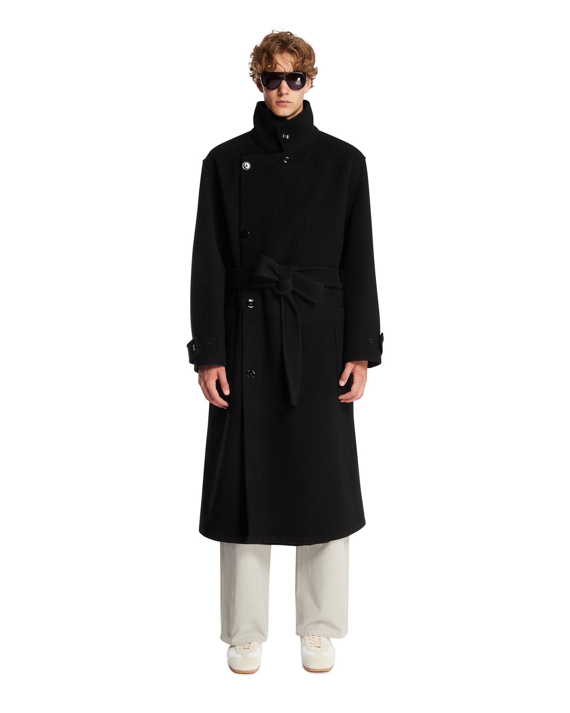 Lemaire Cappotto Avvolgente In Lana Nero