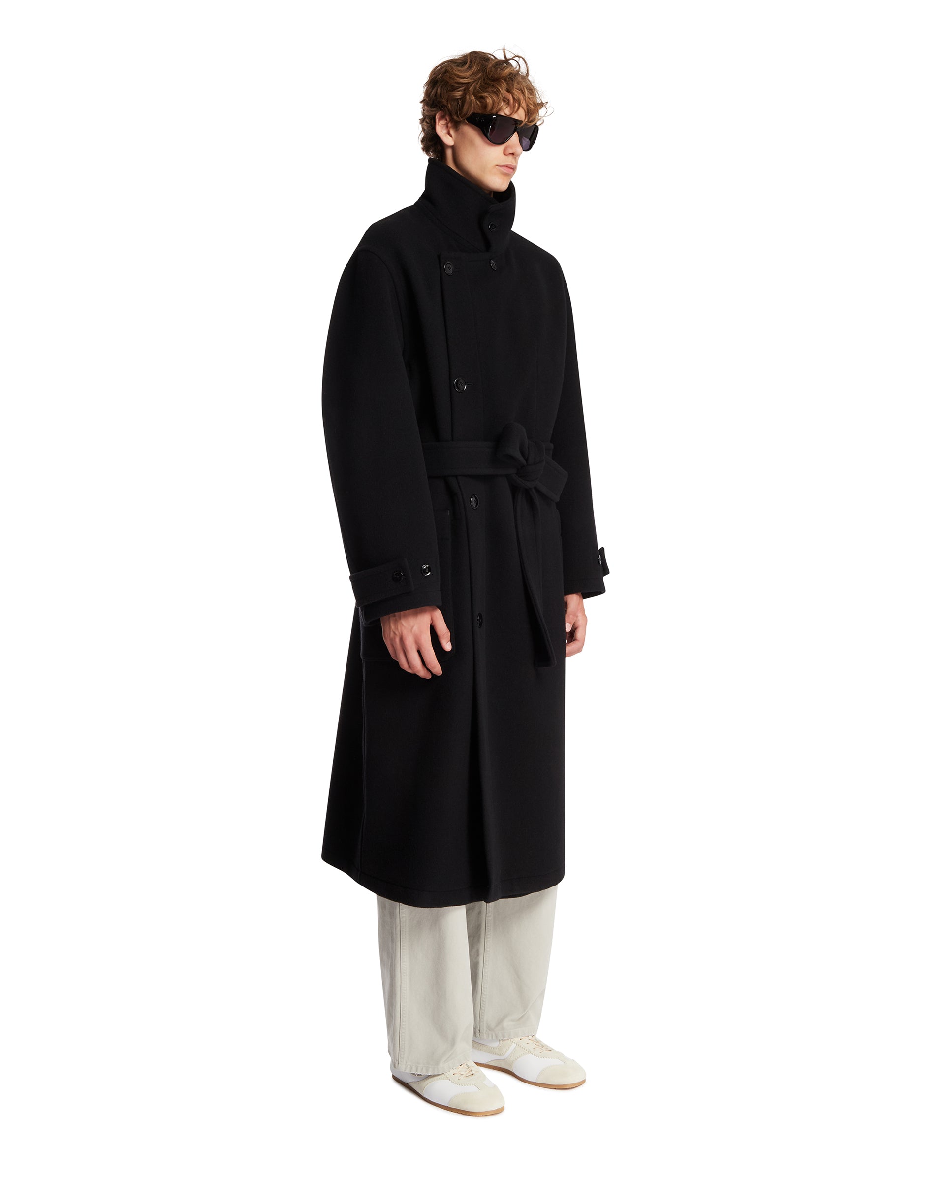 Lemaire Cappotto Avvolgente In Lana Nero, view 2