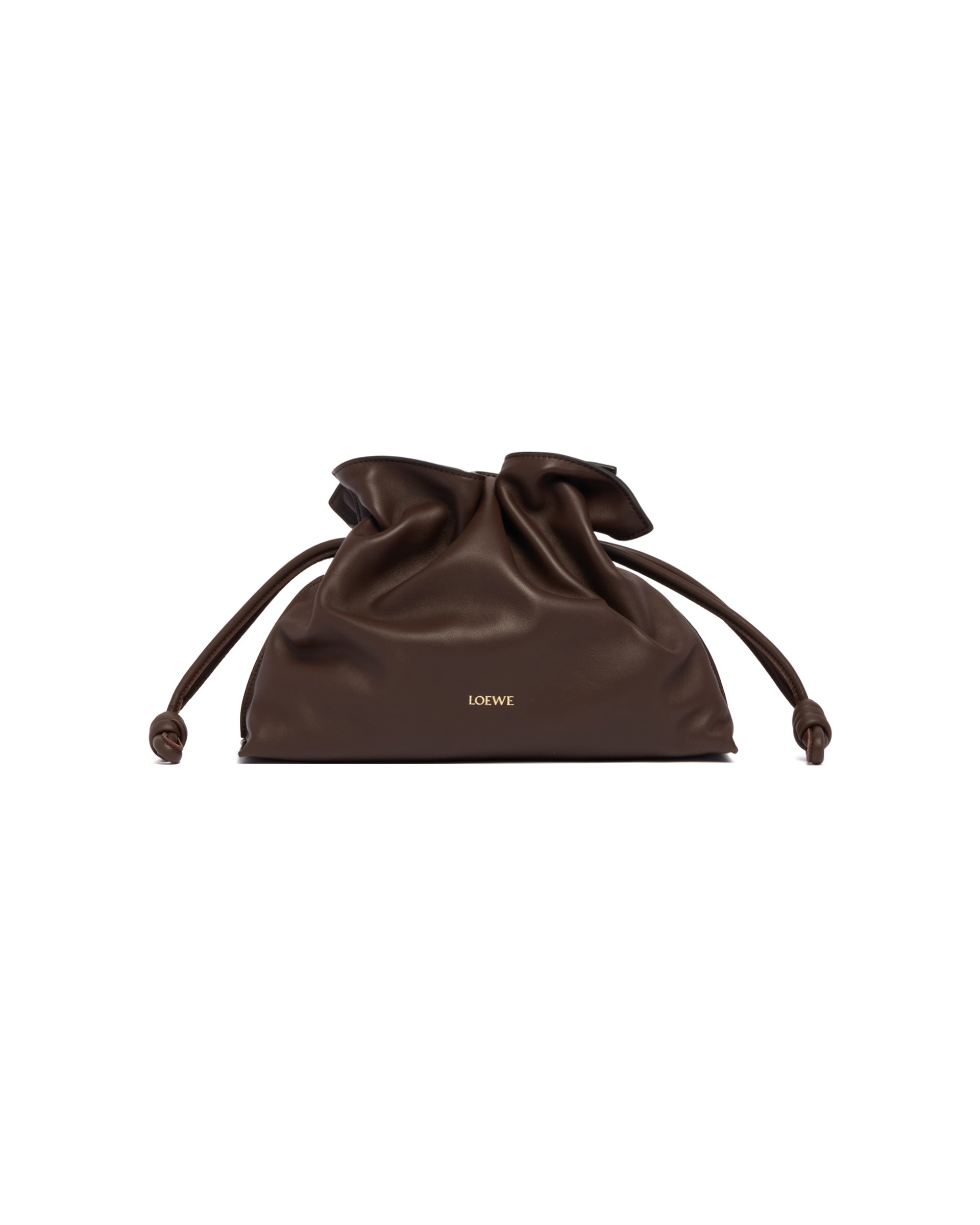 Loewe Borsa Flamenco Clutch Media Marrone, view 2
