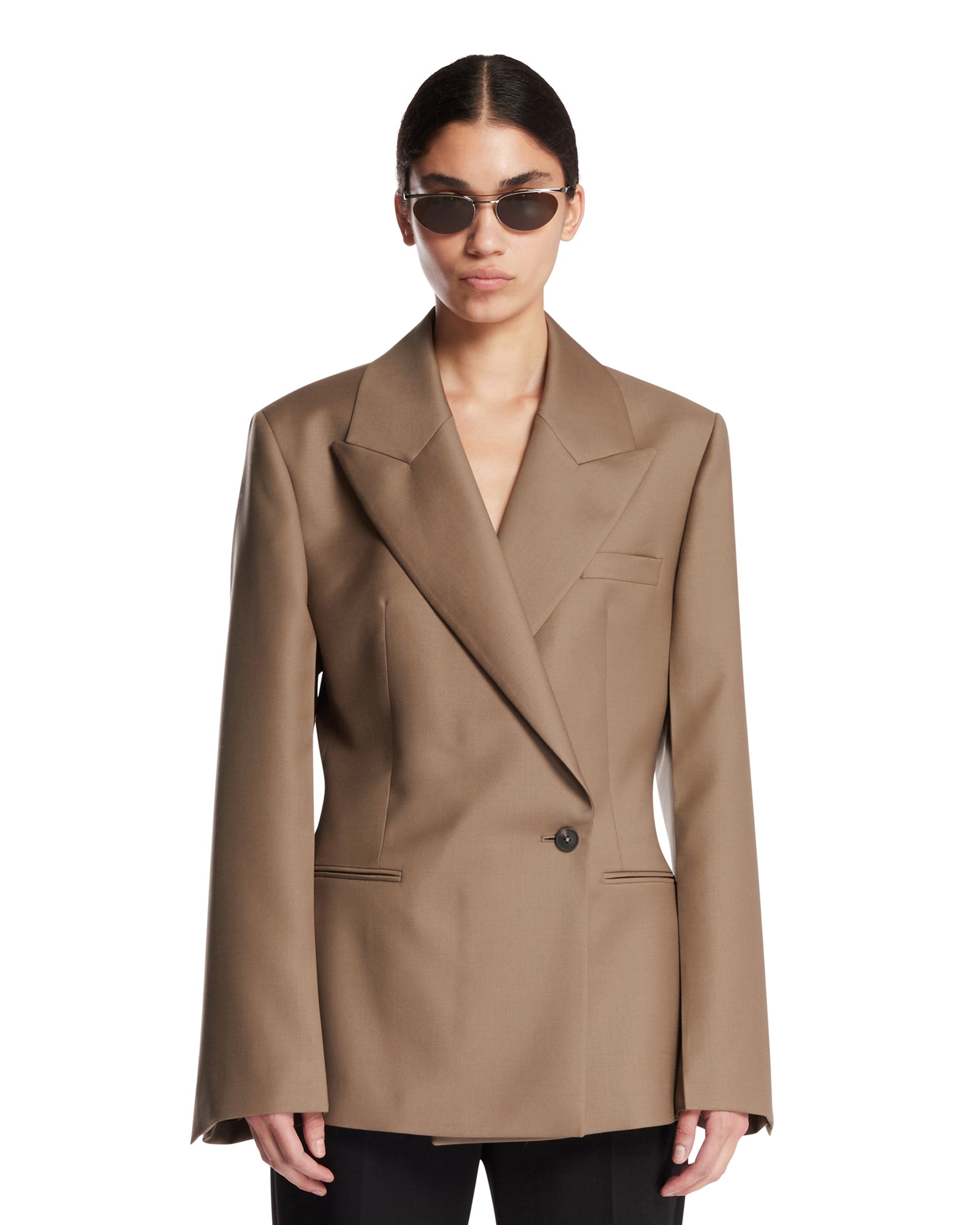 ROHE Blazer Hourglass In Lana Beige