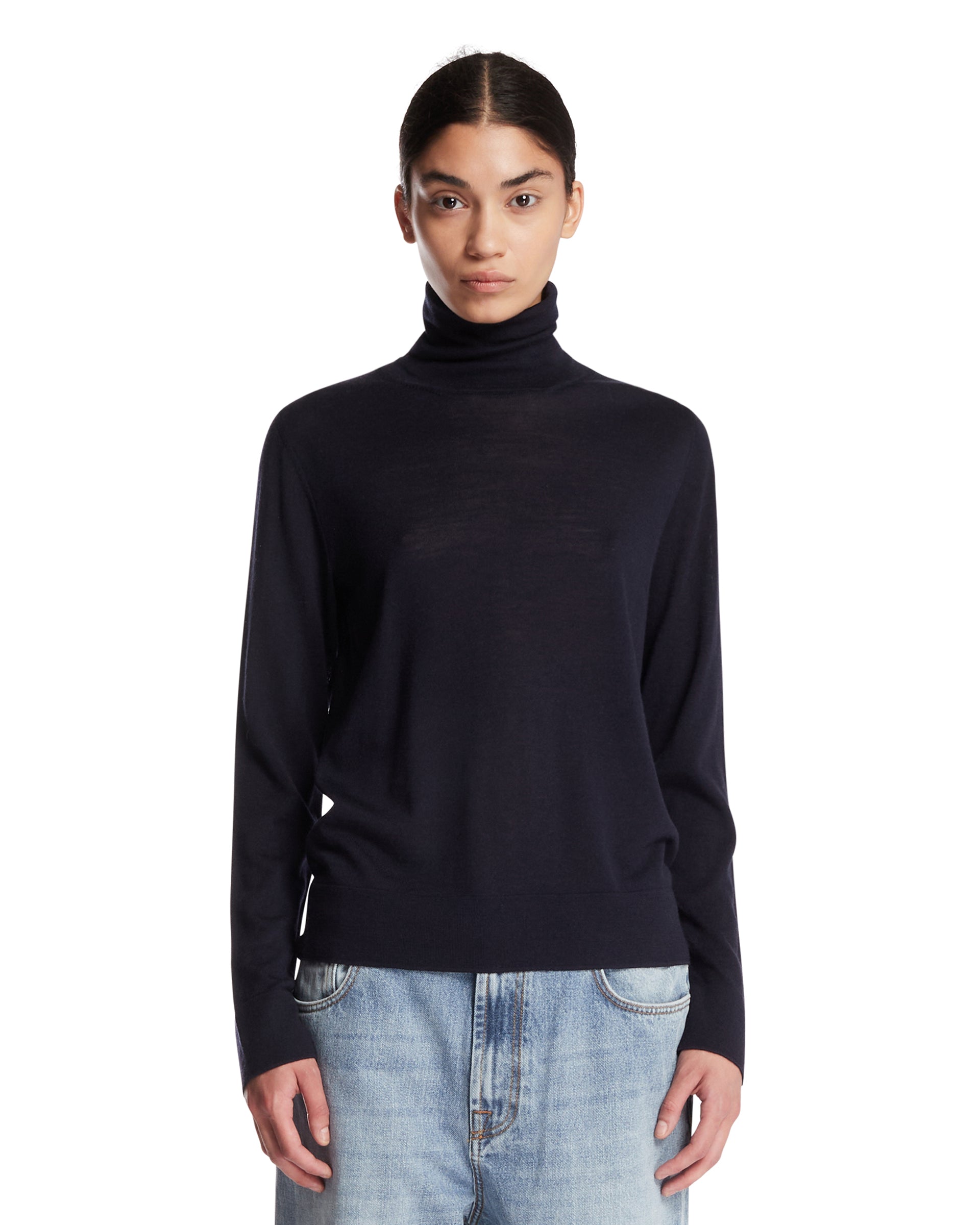 ROHE Maglione A Collo Alto In Lana Blu