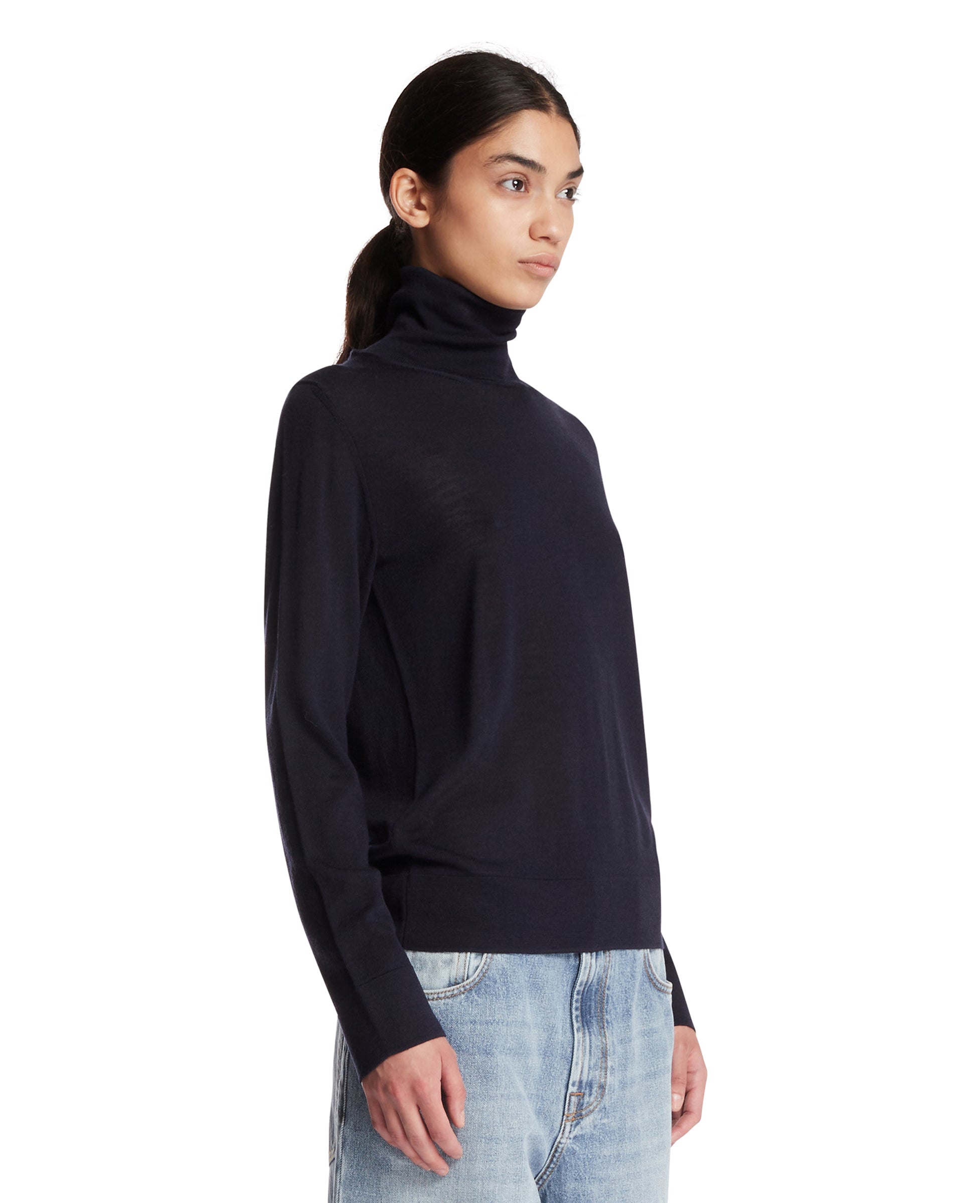 ROHE Maglione A Collo Alto In Lana Blu, view 2