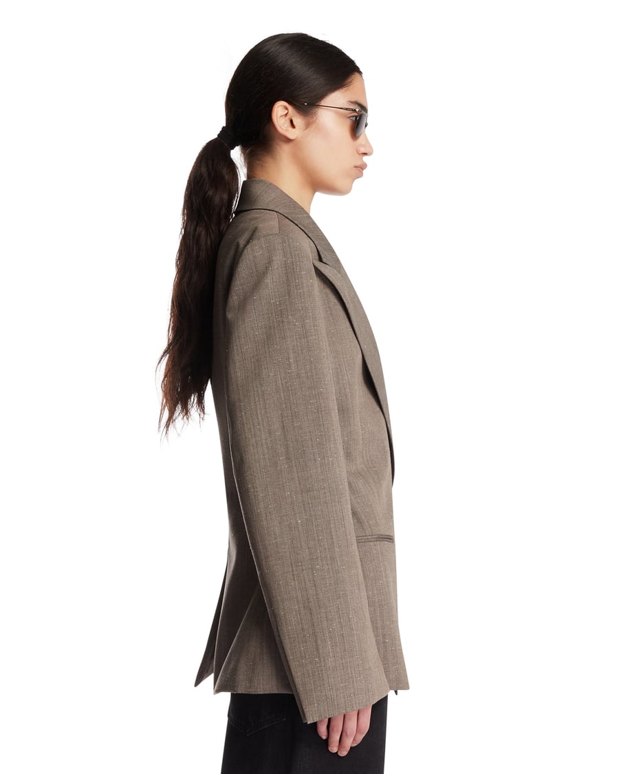 ROHE Blazer Hourglass In Lana Beige, view 4