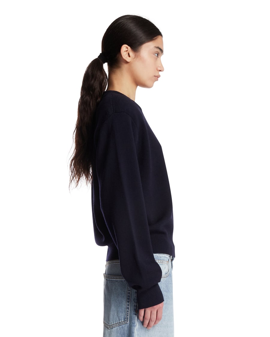 ROHE Maglione Girocollo In Lana Blu, view 4