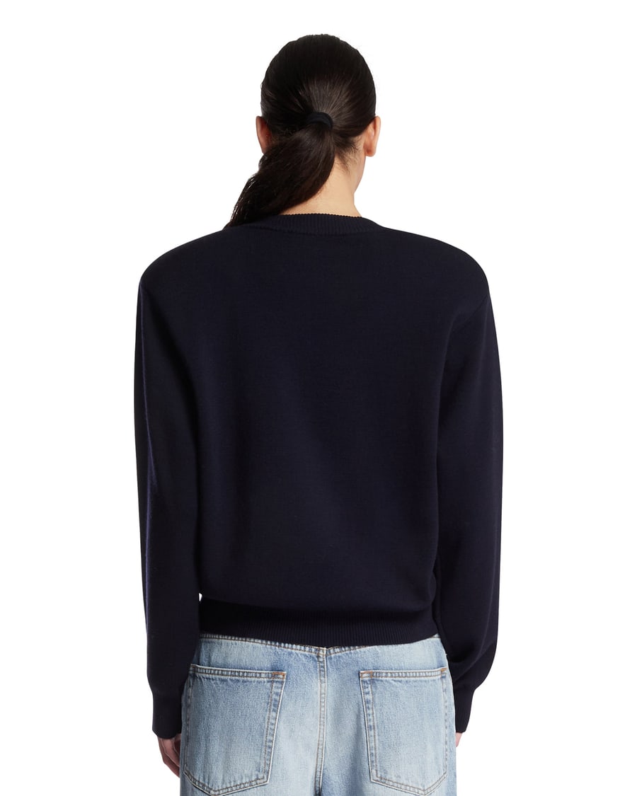 ROHE Maglione Girocollo In Lana Blu, view 5