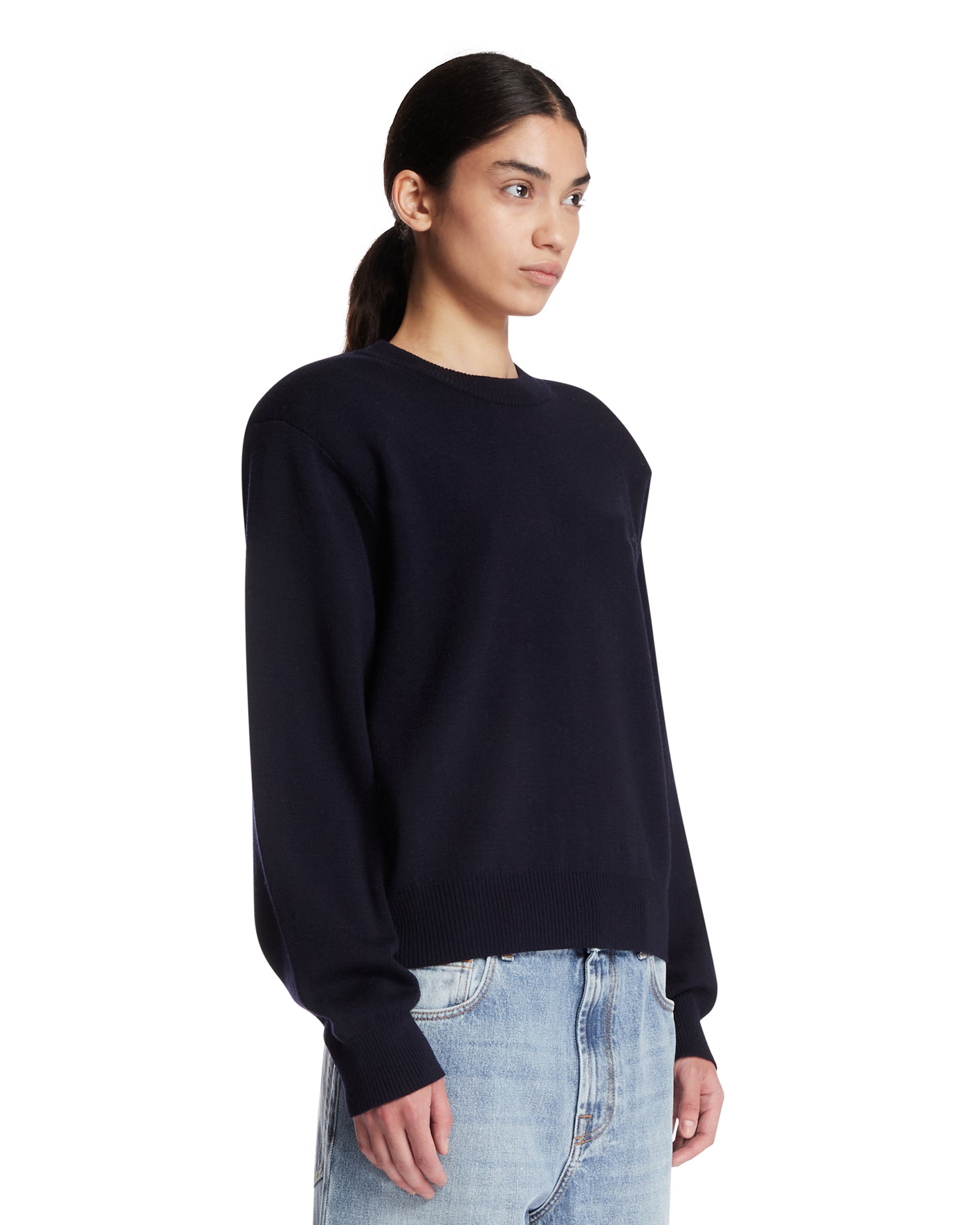 ROHE Maglione Girocollo In Lana Blu, view 2