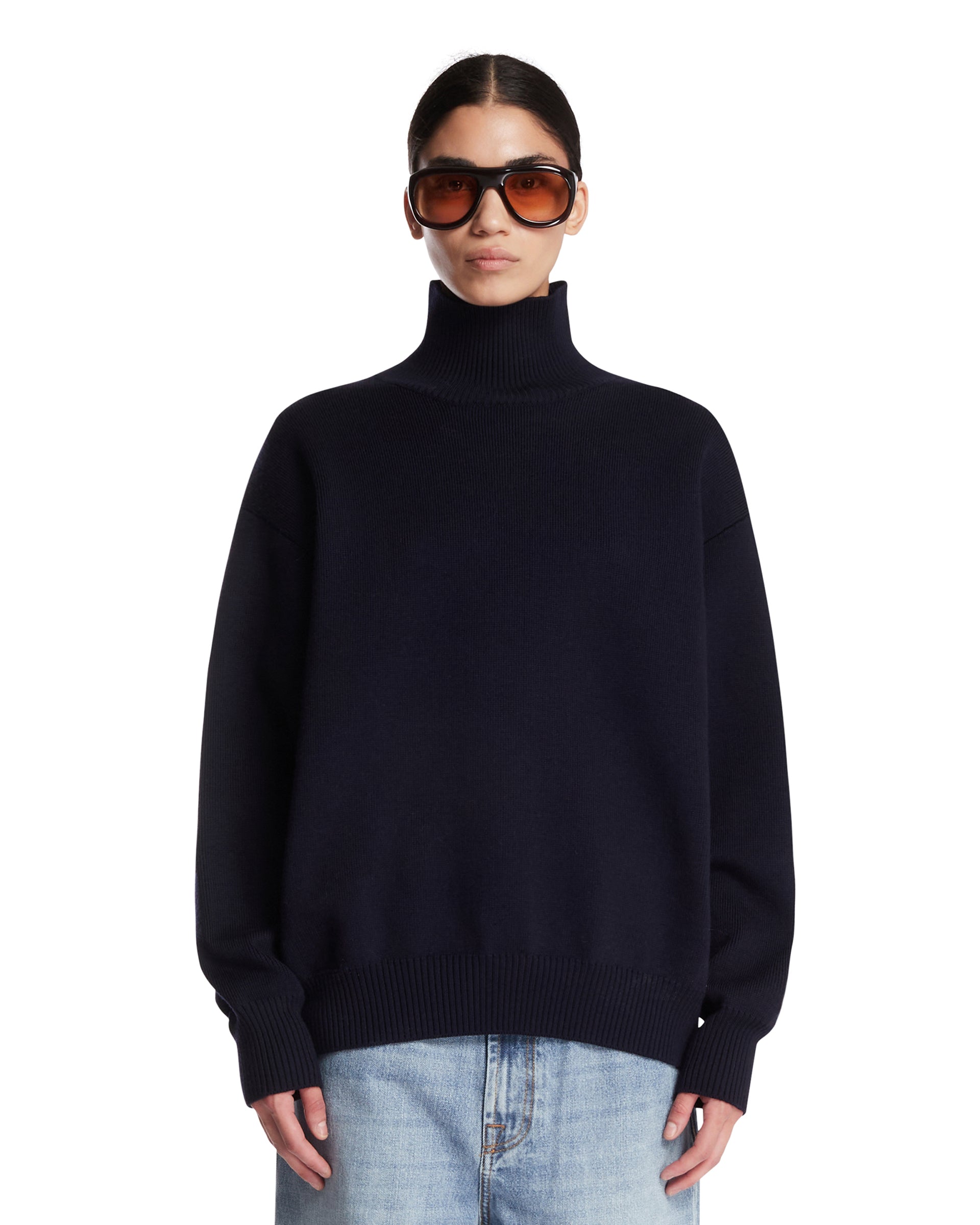 ROHE Maglione A Collo Alto In Lana Blu