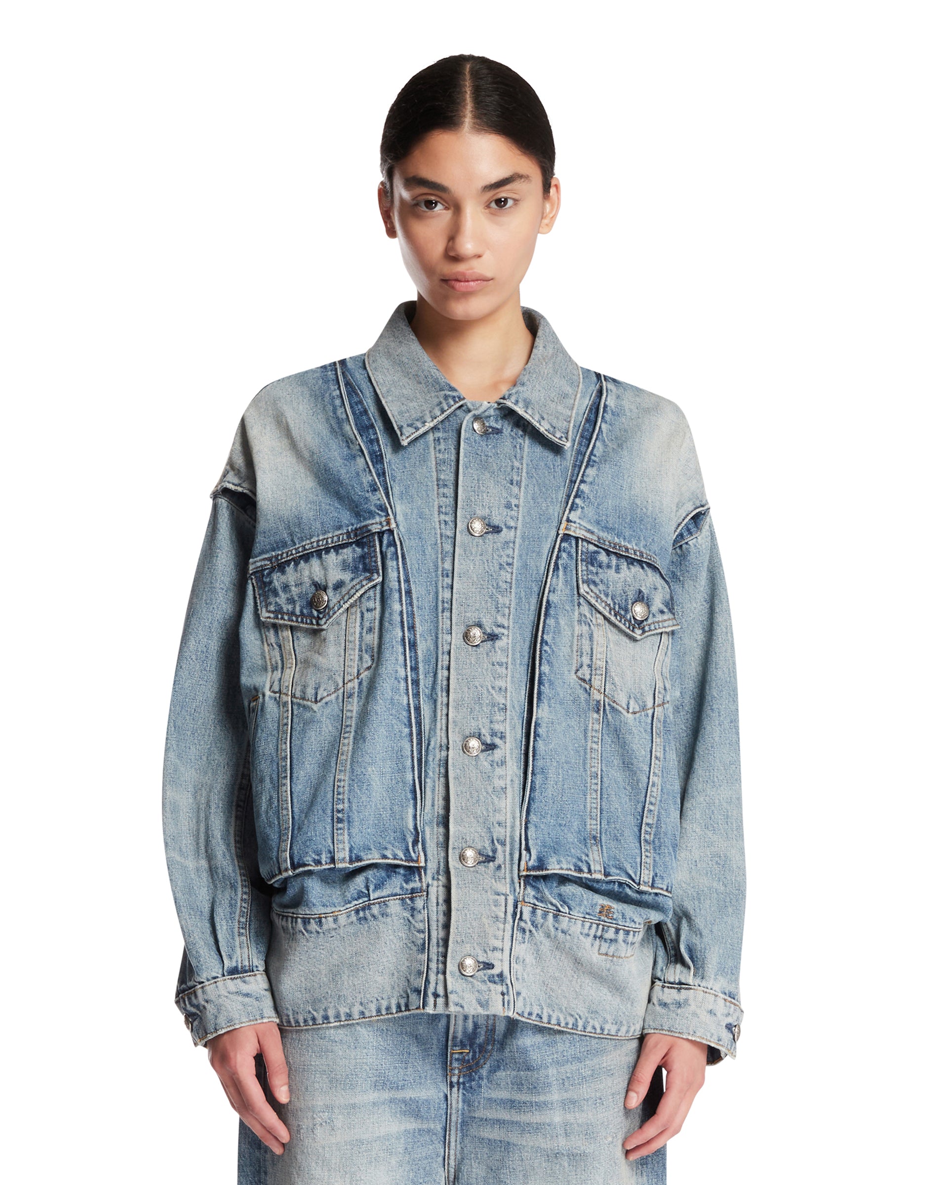 R13 Giacca In Denim Washed Blu