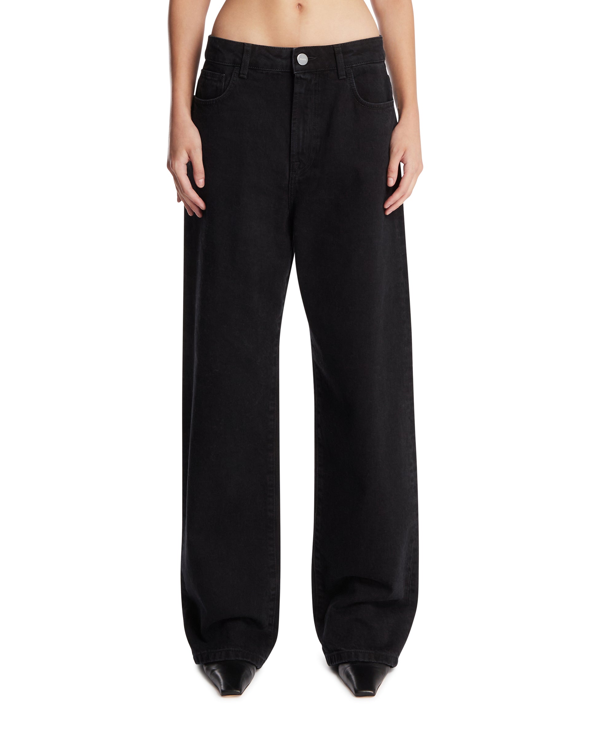 ROHE Jeans A Gamba Ampia Neri