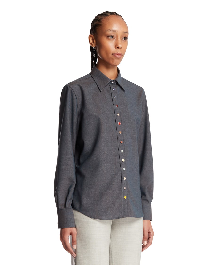 DECHAMPS Camicia In Lana Grigia, view 2