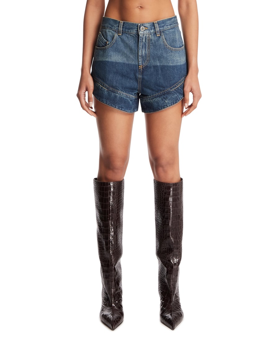 The Attico Shorts Cut-out In Denim Blu