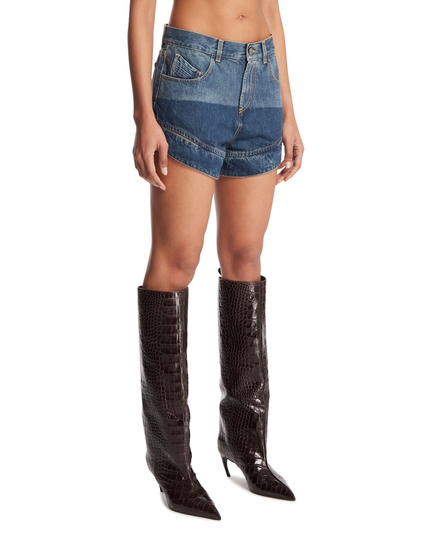 The Attico Shorts Cut-out In Denim Blu, view 2