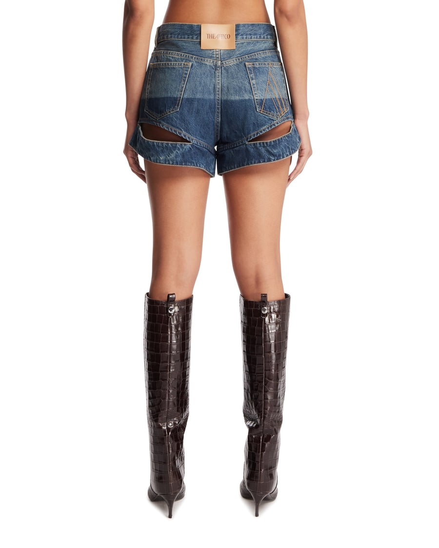The Attico Shorts Cut-out In Denim Blu, view 5