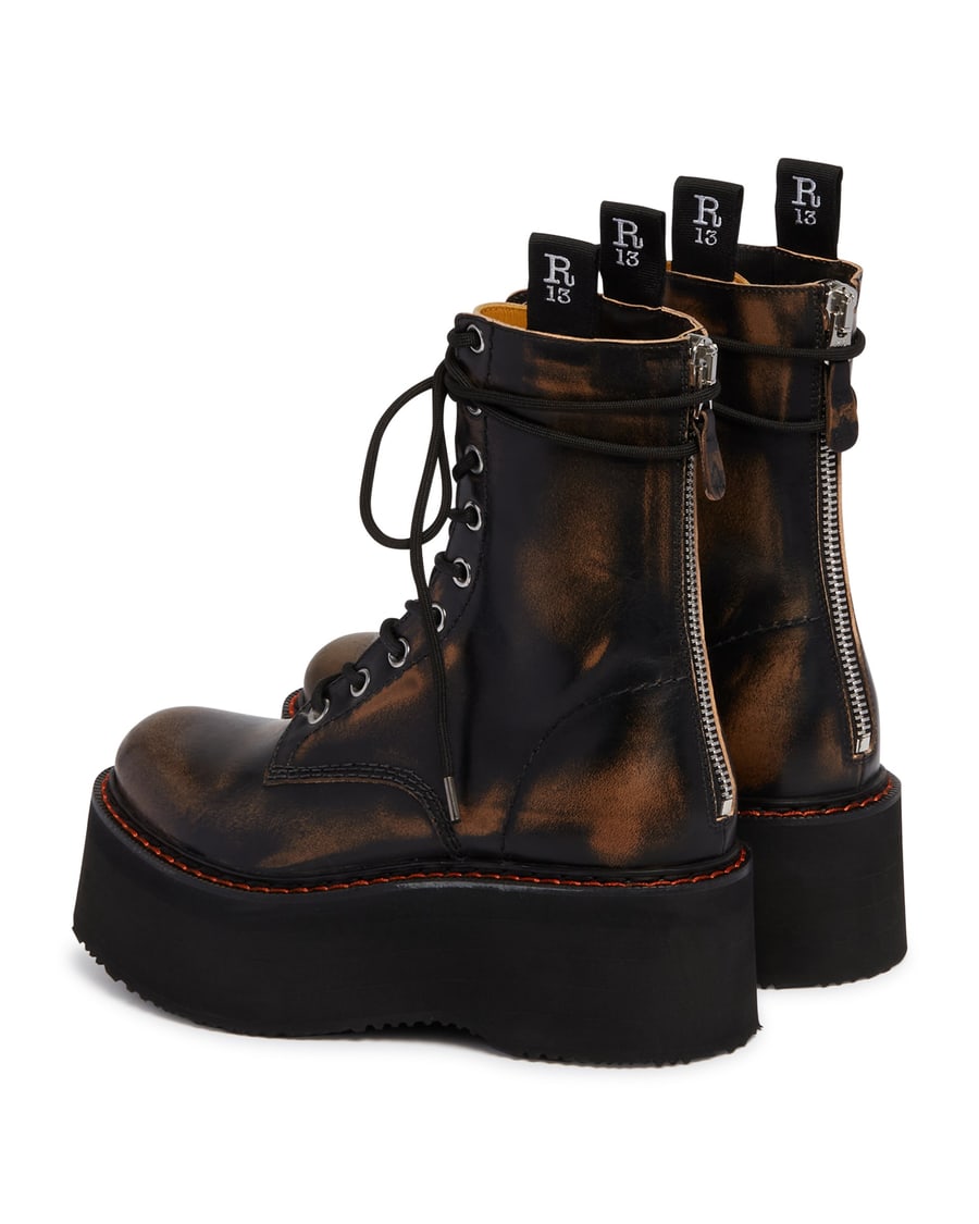 R13 Stivaletti Stack In Pelle Neri, view 5