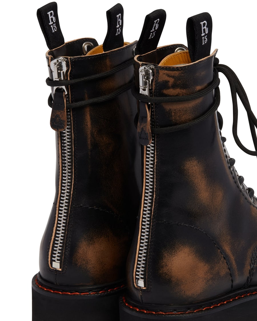 R13 Stivaletti Stack In Pelle Neri, view 6