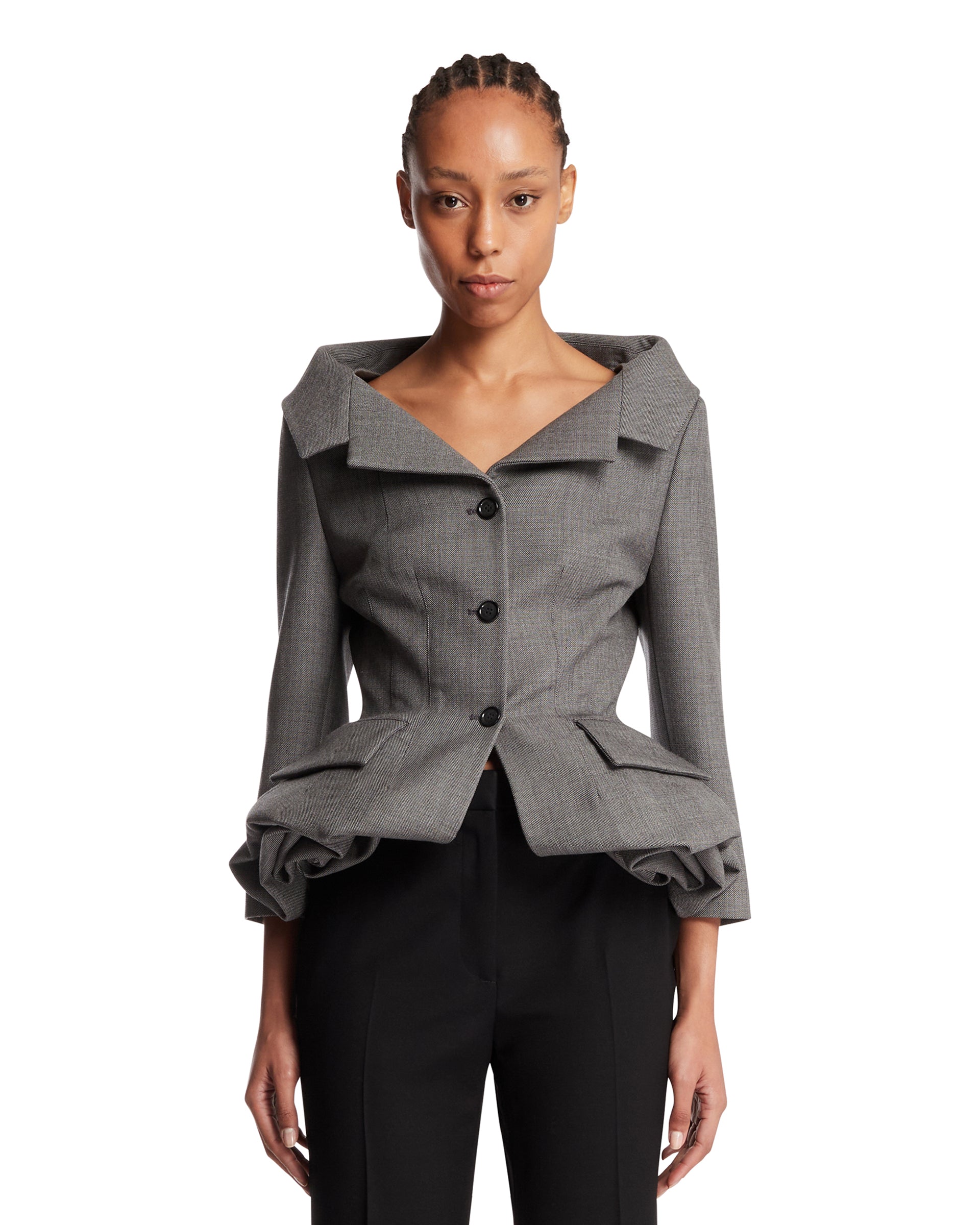 MAGDA BUTRYM Blazer Scultoreo In Lana Grigio