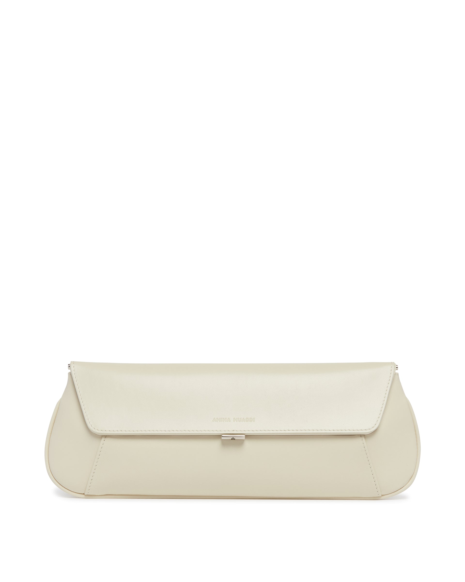 Amina Muaddi Clutch Ami In Pelle Bianca