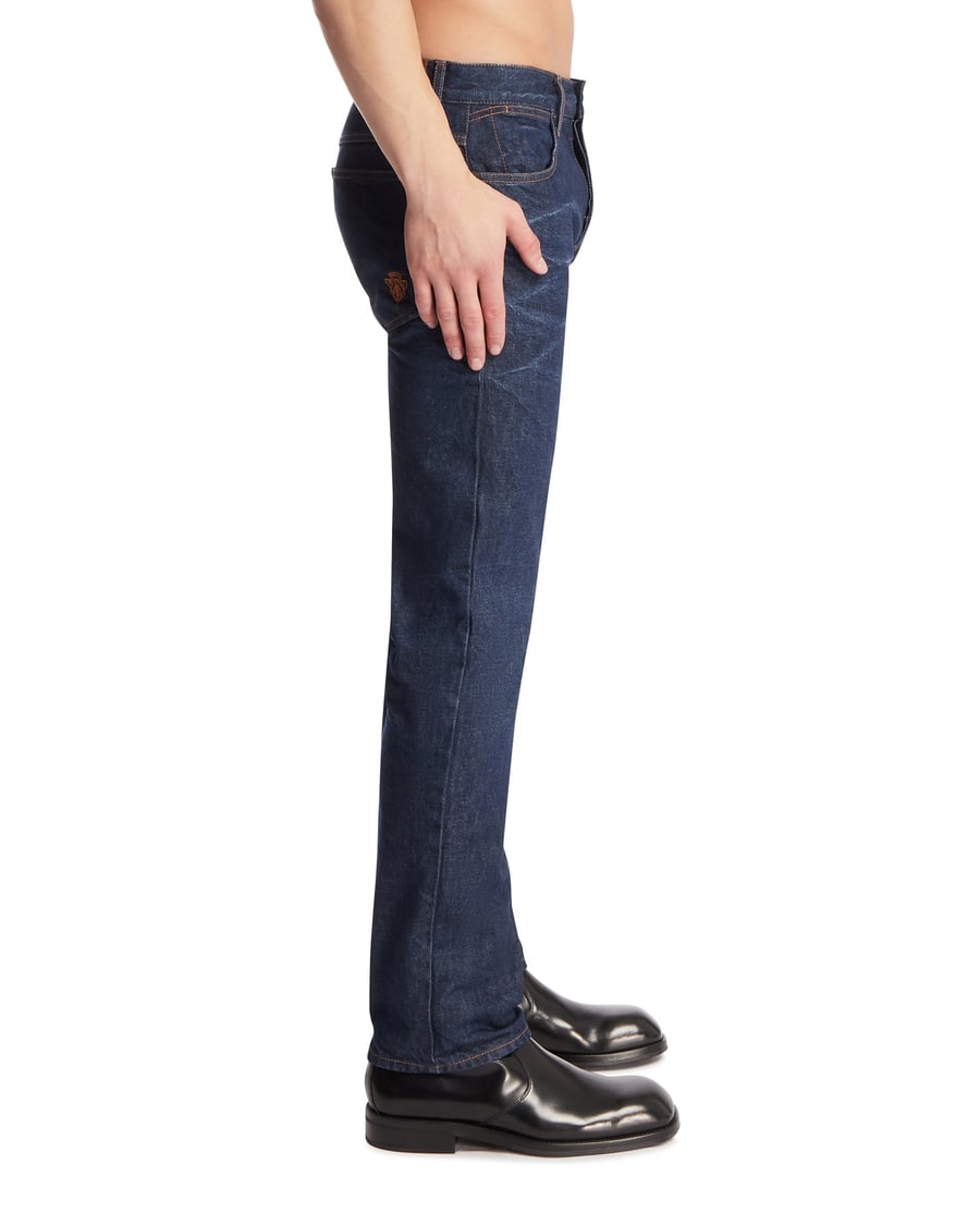 Gucci Pantaloni In Denim Con Ricamo Blu, view 4