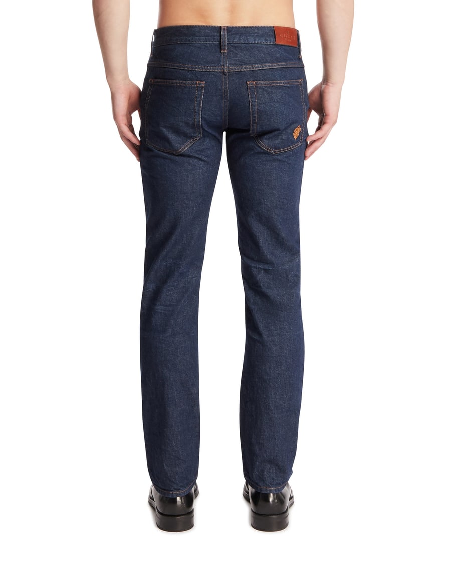 Gucci Pantaloni In Denim Con Ricamo Blu, view 5