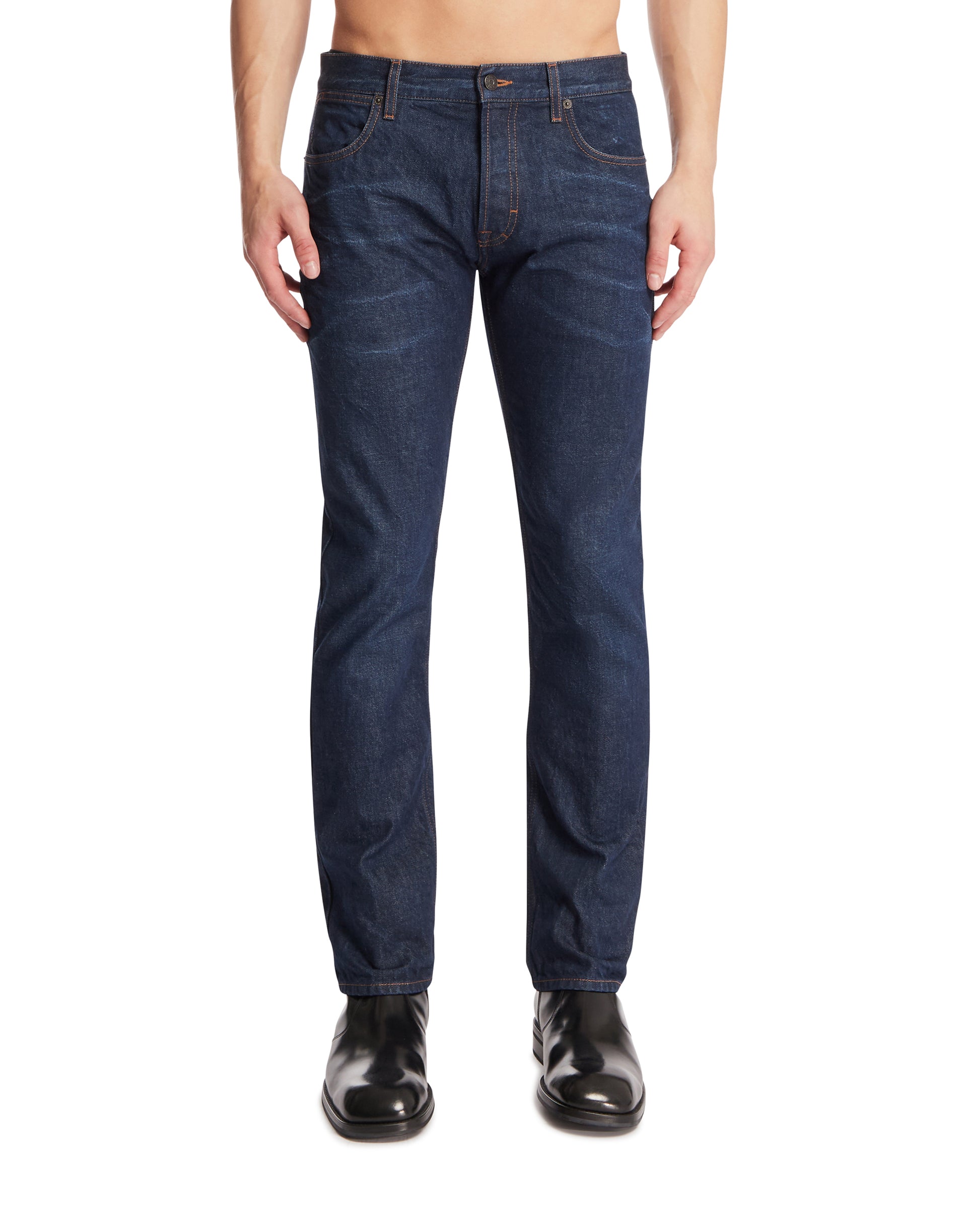 Gucci Pantaloni In Denim Con Ricamo Blu