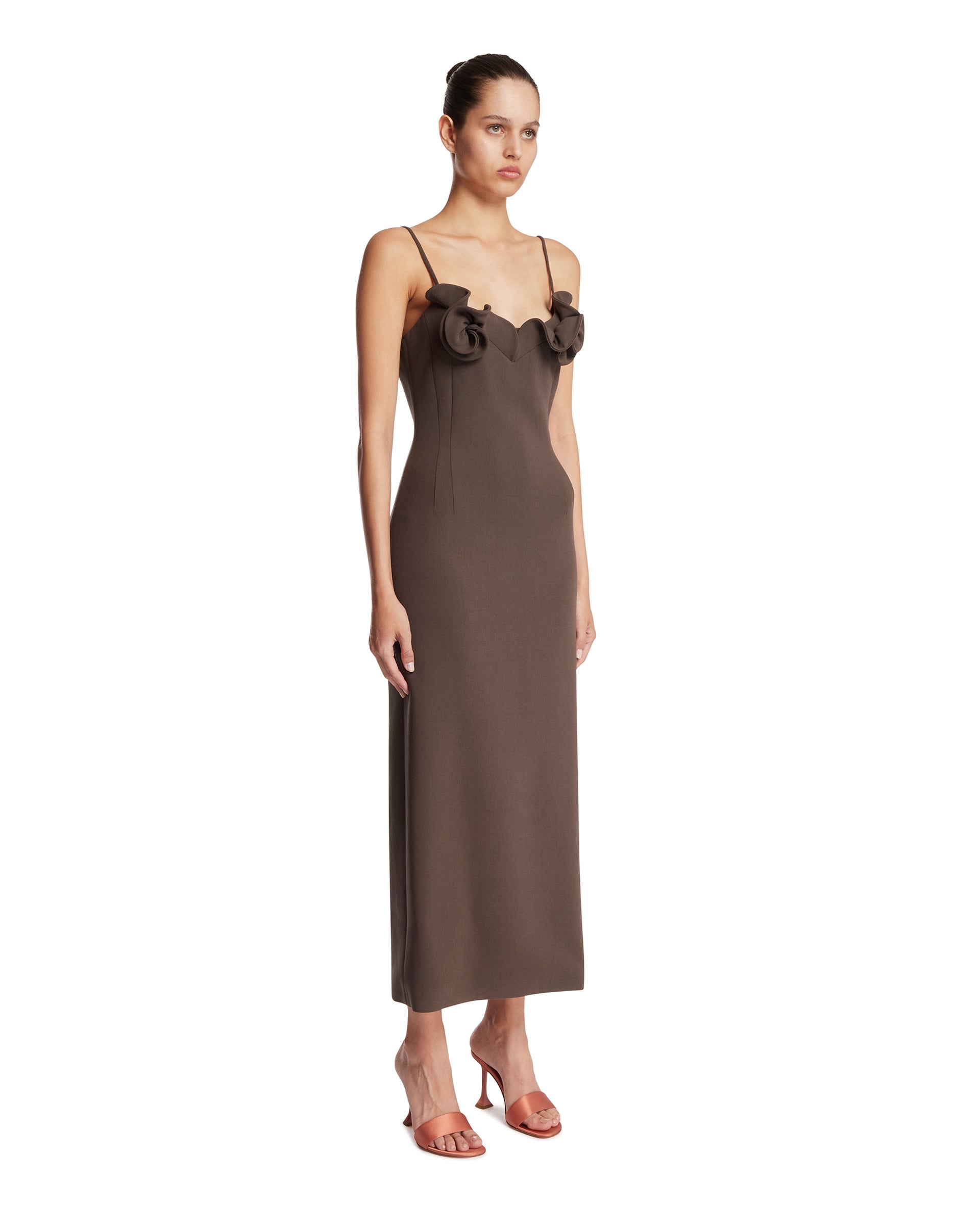 MAGDA BUTRYM Abito Midi In Lana Marrone, view 2