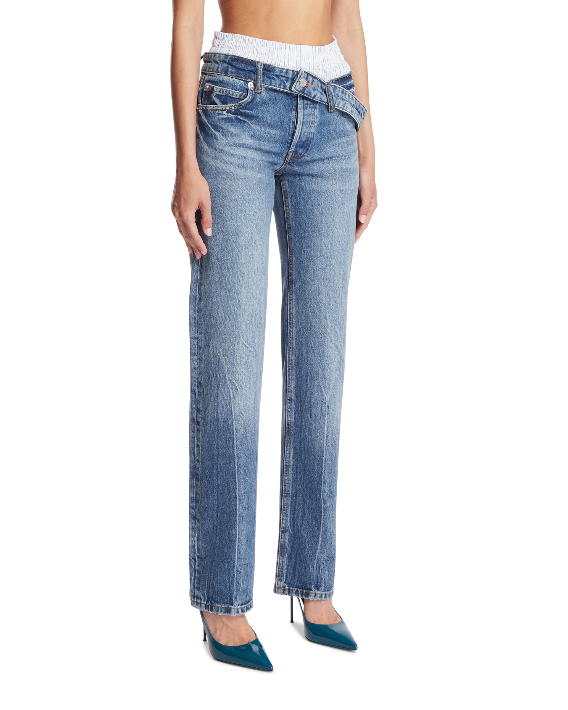 ALEXANDER WANG Jeans Slim Con Fascia Boxer Blu, view 2