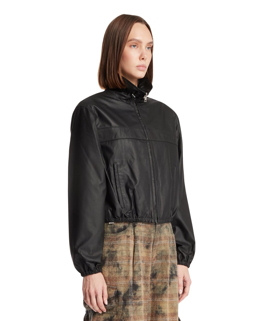 ALEXANDER WANG Track Jacket In Pelle Nera, view 2