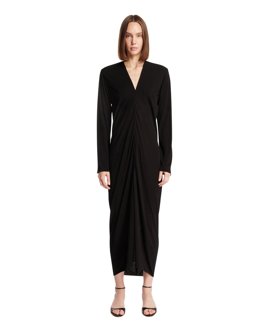 The Row Abito Midi Con Scollo A V Nero
