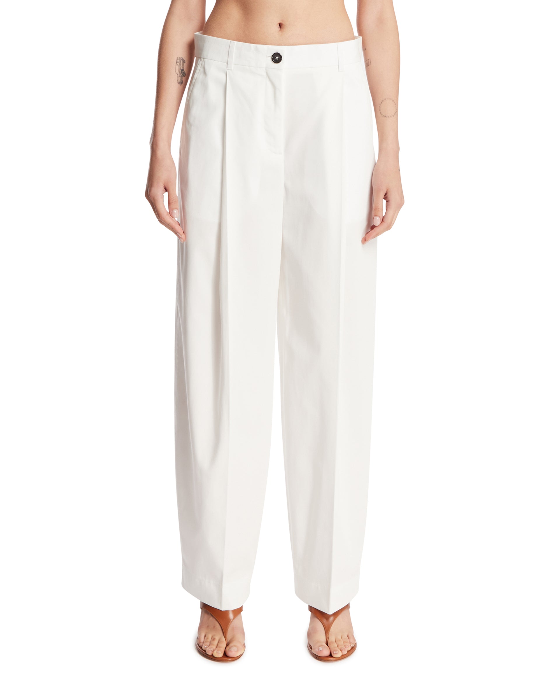 Toteme Pantaloni In Cotone Bianchi