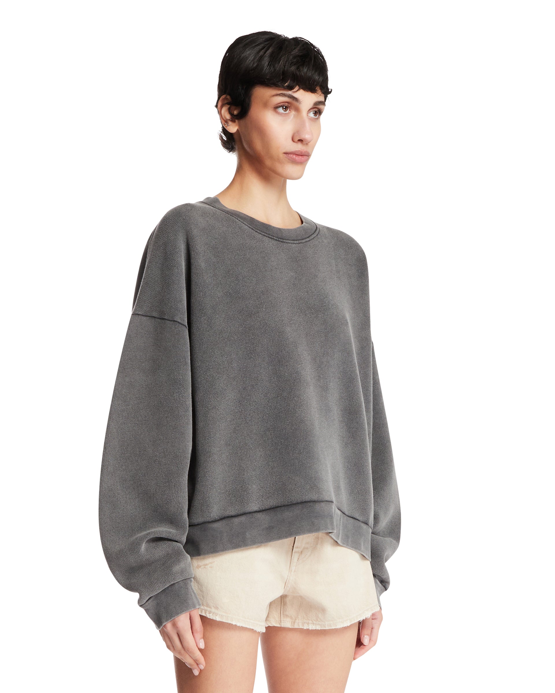 ACNE STUDIOS Felpa In Cotone Con Logo Grigia, view 2