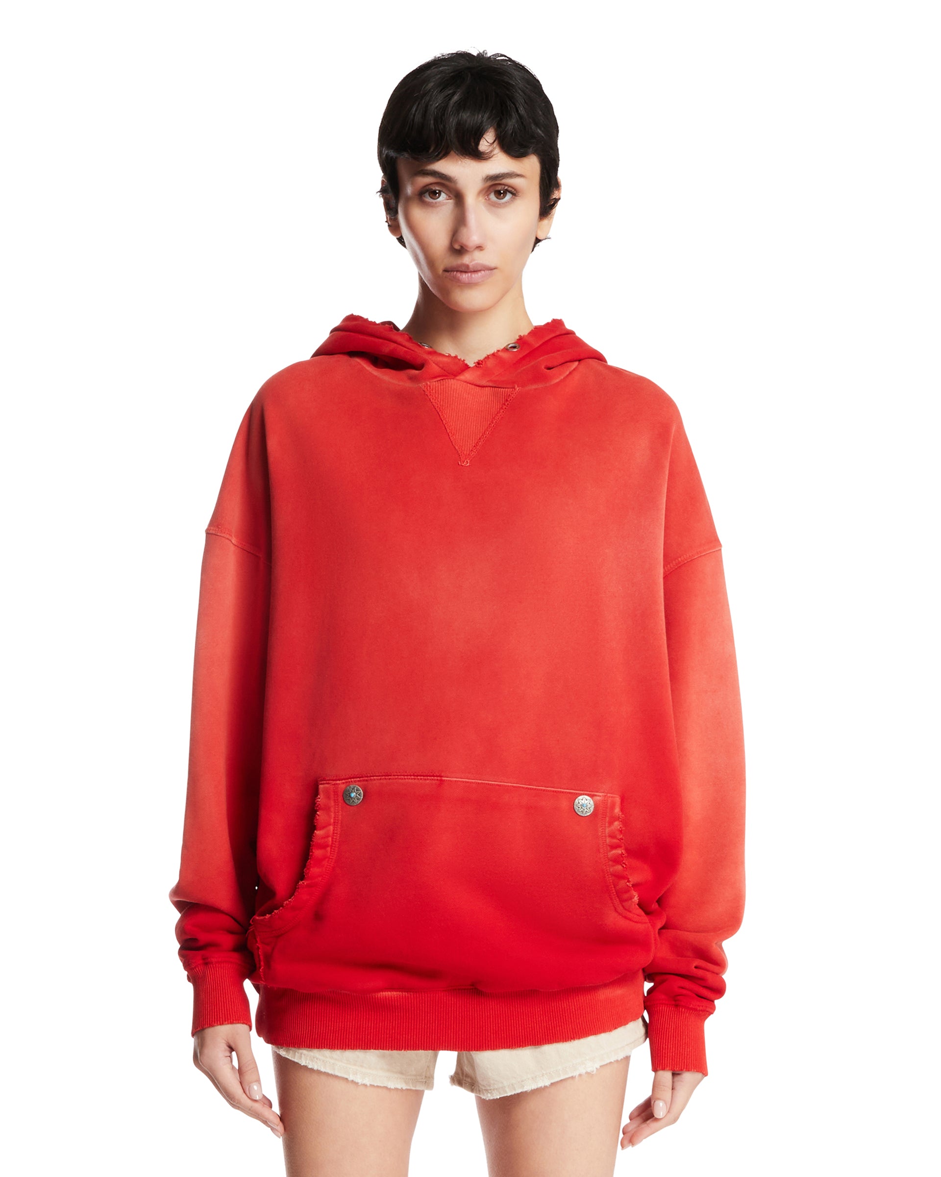 ANTIK DENIM Felpa Oversize In Cotone Rossa