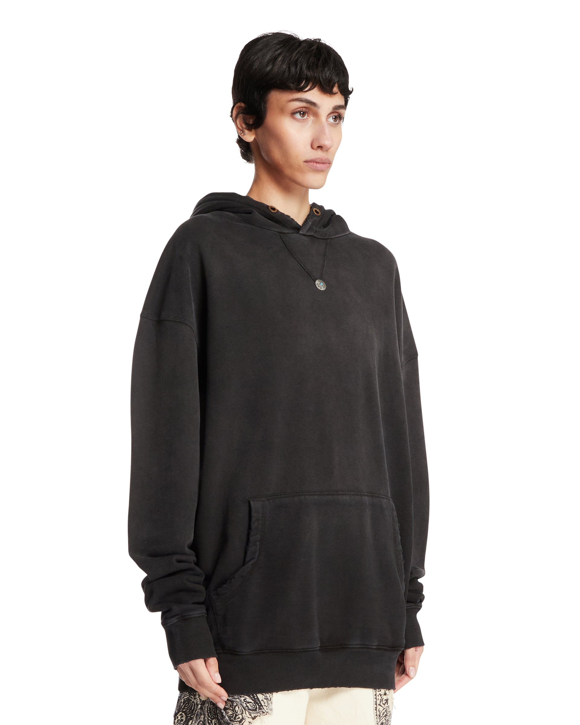 ANTIK DENIM Felpa Oversize In Cotone Nera, view 2