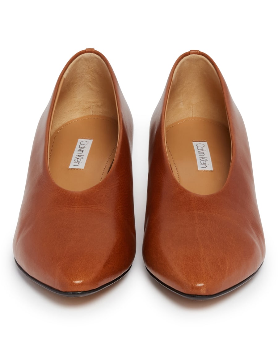 CALVIN KLEIN COLLECTION Decollete In Pelle Marroni, view 4