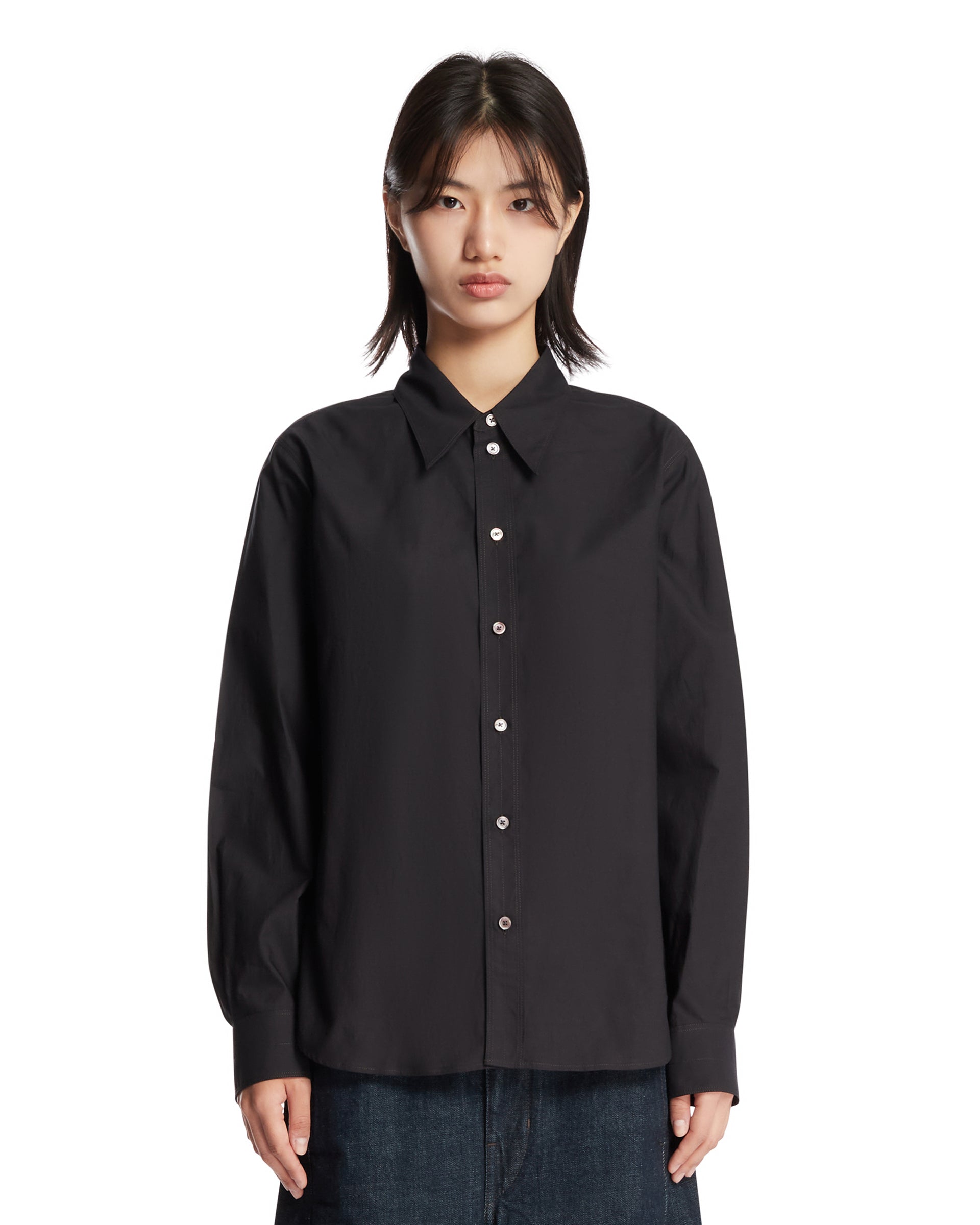 Lemaire Camicia In Cotone E Seta Nera