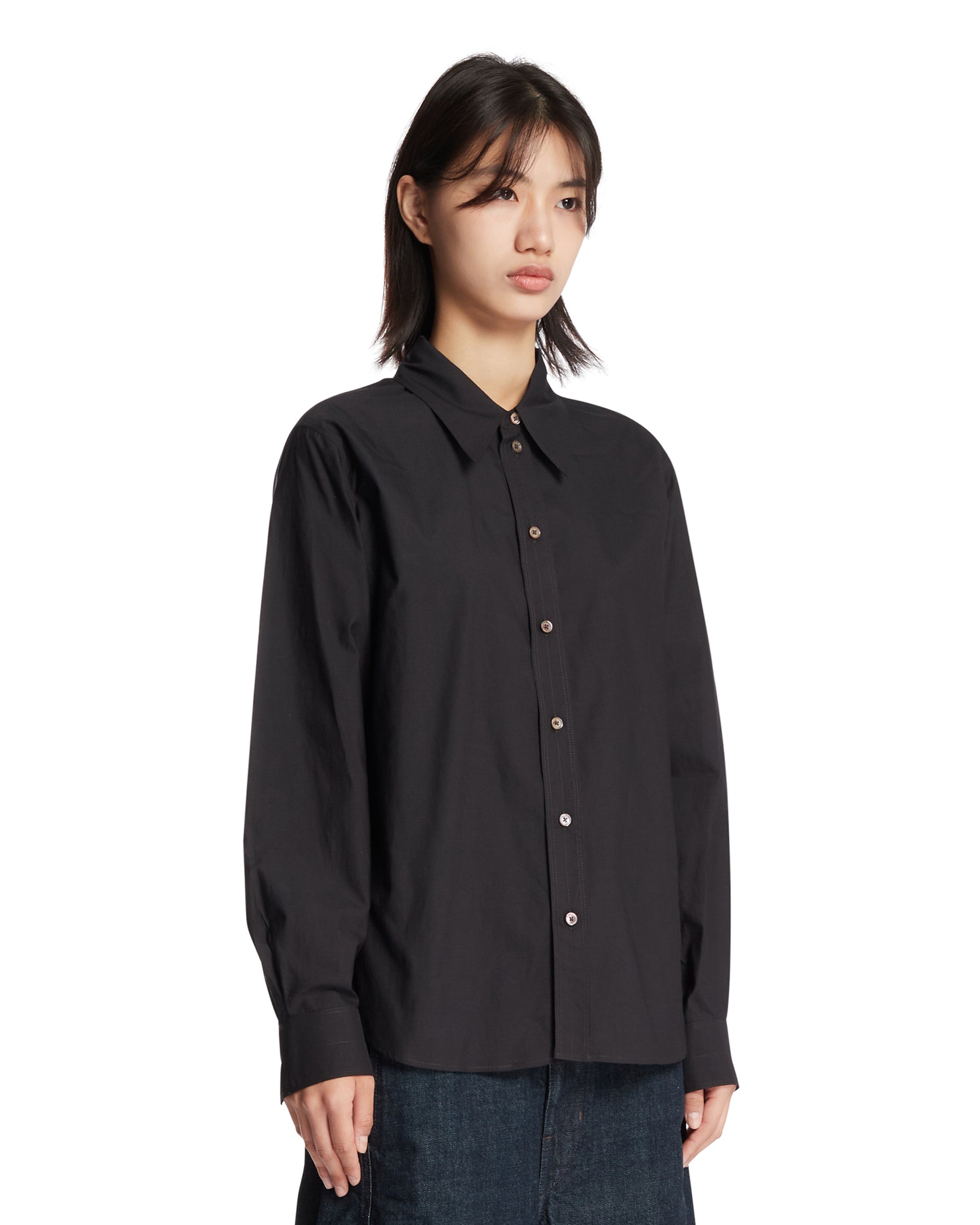 Lemaire Camicia In Cotone E Seta Nera, view 2