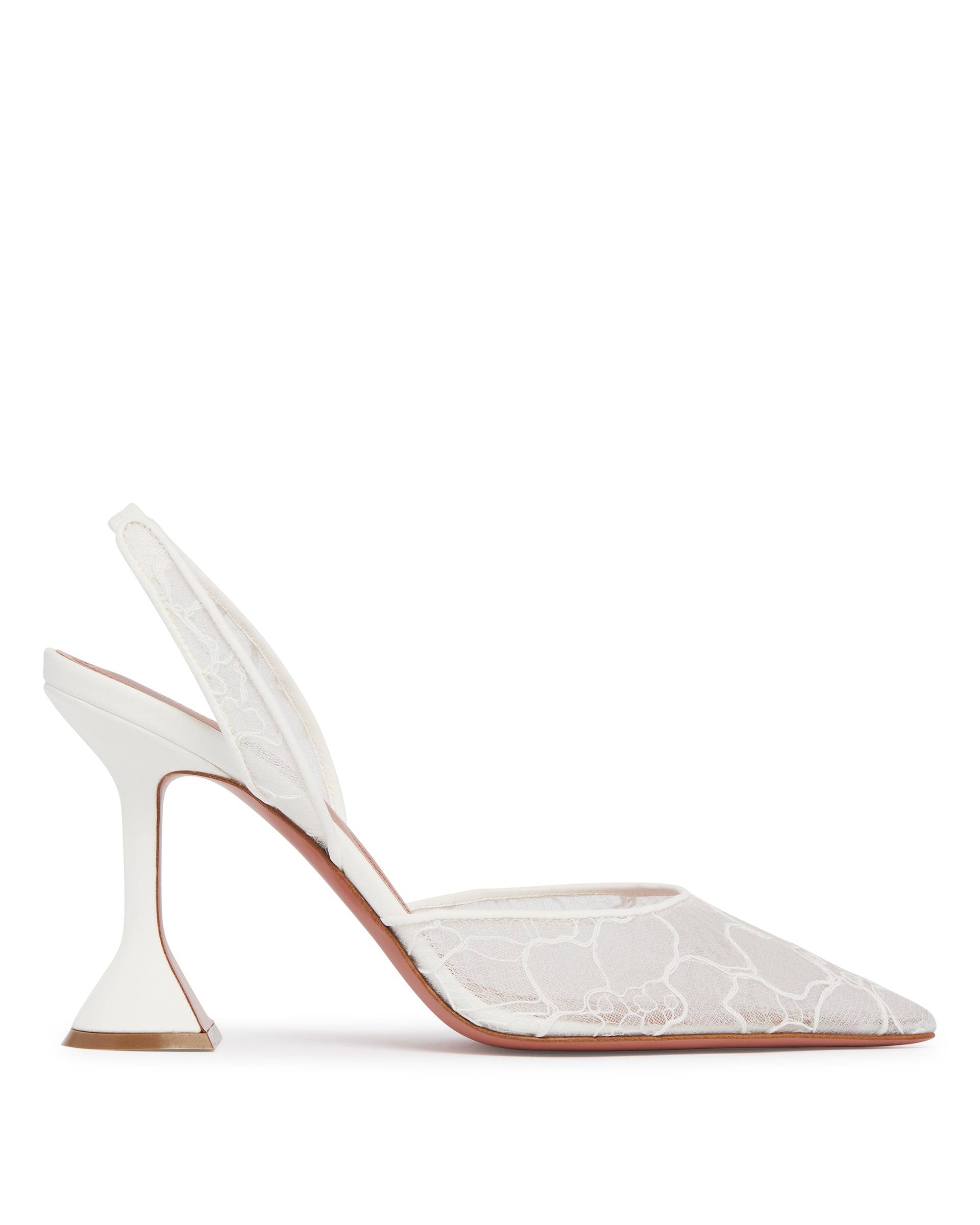 Amina Muaddi Slingback Holli In Pizzo Bianche