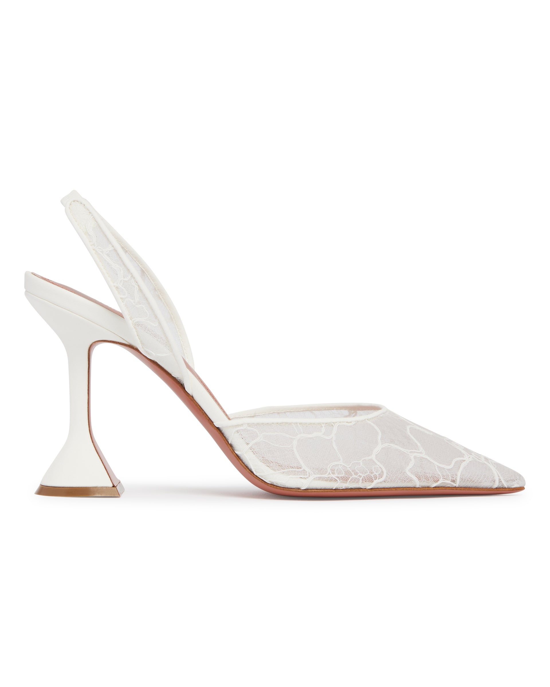 Amina Muaddi Slingback Holli In Pizzo Bianche, view 2