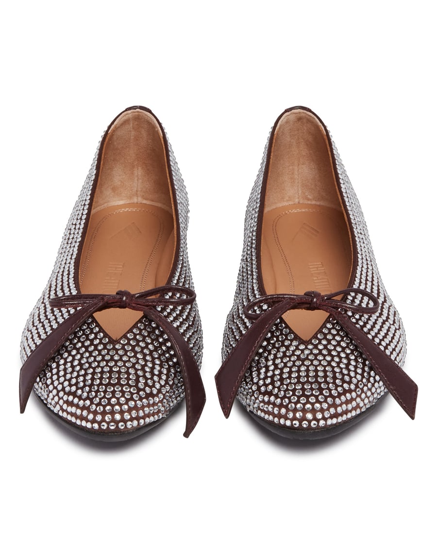 The Attico Ballerine Kali Con Strass Marroni, view 4