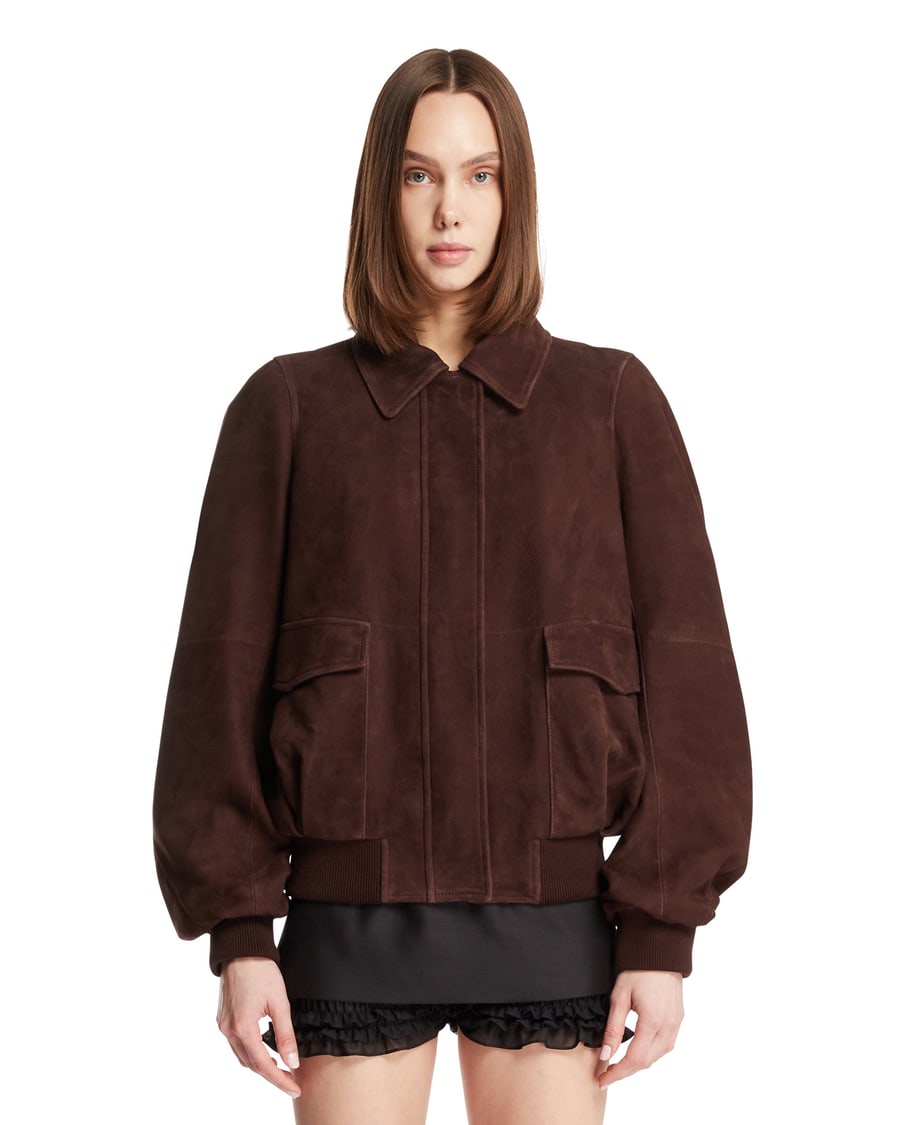 Loewe Giacca In Suede Marrone